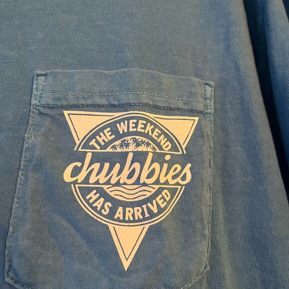 Chubbies Blue Cotton T-shirtș “The Weekend Has Begun” Mens Large Beachy - Picture 2 of 5